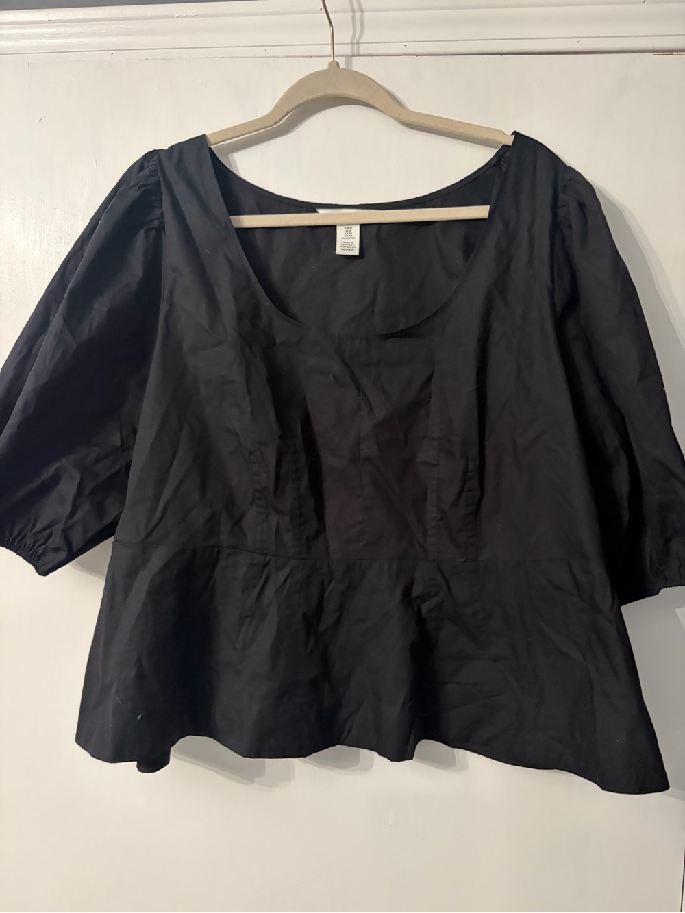H&M Black Scoop Neck Peplum Top - Women